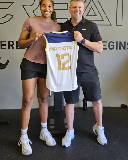 Fernando Jaeger com a atleta Ana Cristina